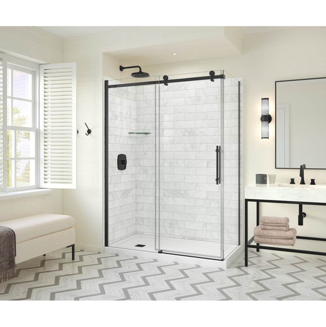 Maax - Odyssey SC 60'' x 32'' x 78'' 8mm Sliding Shower Door for Corner Installation with Clear glass in Matte Black