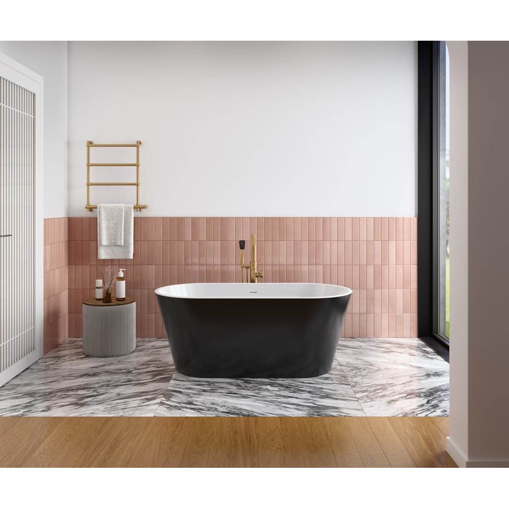 Maax - Chorale 60 x 30 Acrylic Freestanding Center Drain Bathtub in White with Black Skirt - Black