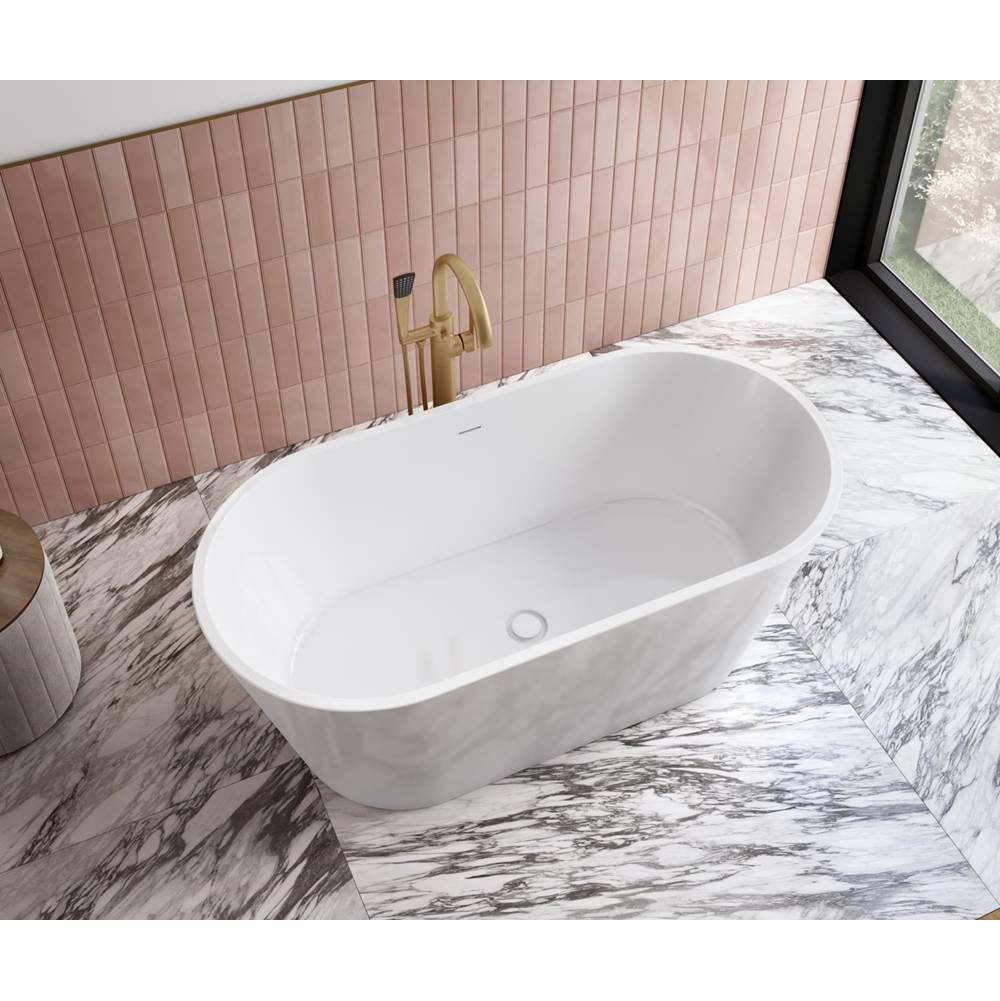 Chorale 60 x 30 Acrylic Freestanding Center Drain Bathtub in White with White Skirt