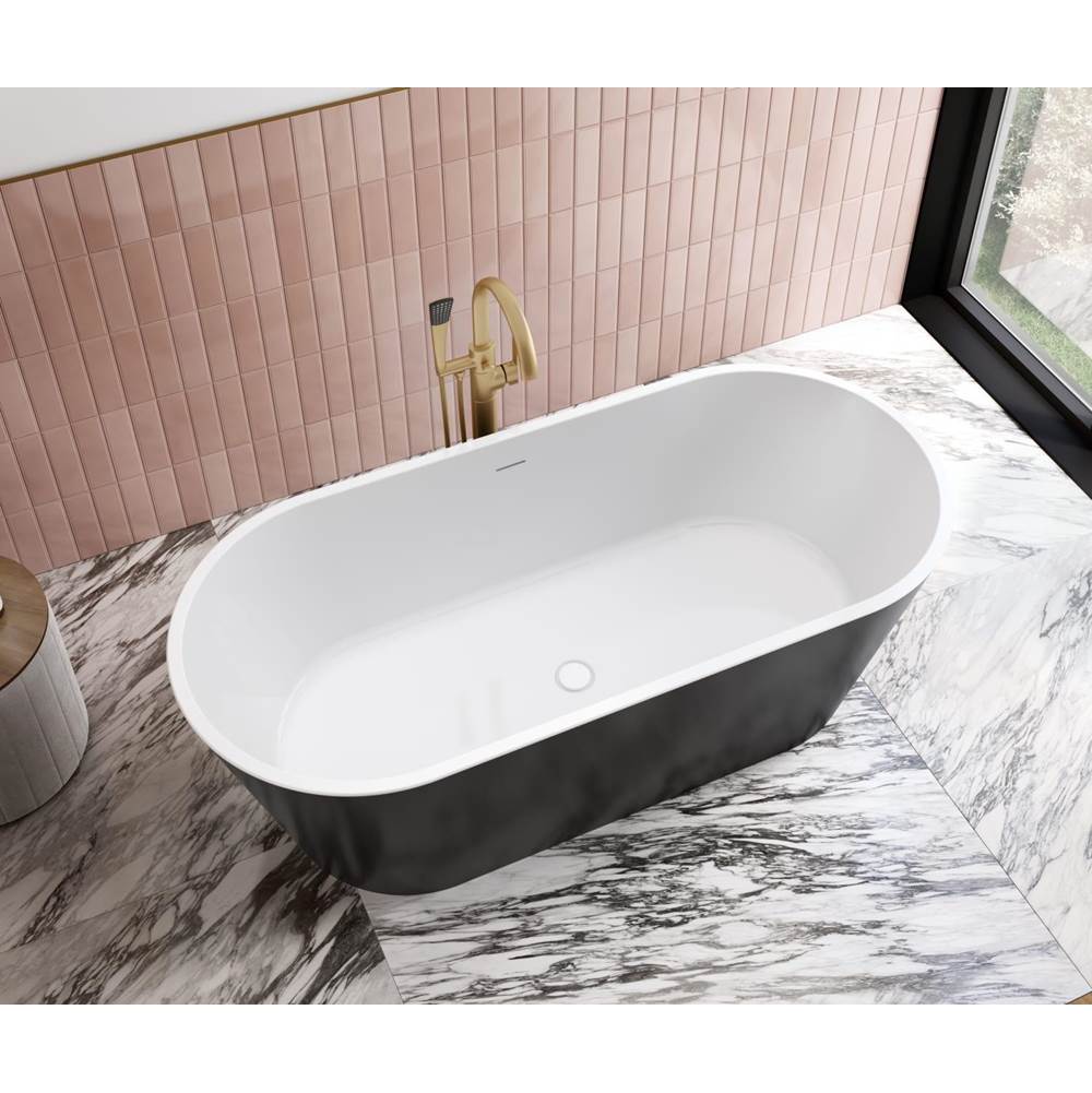 Chorale 60 x 30 Acrylic Freestanding Center Drain Bathtub in White with Black Skirt