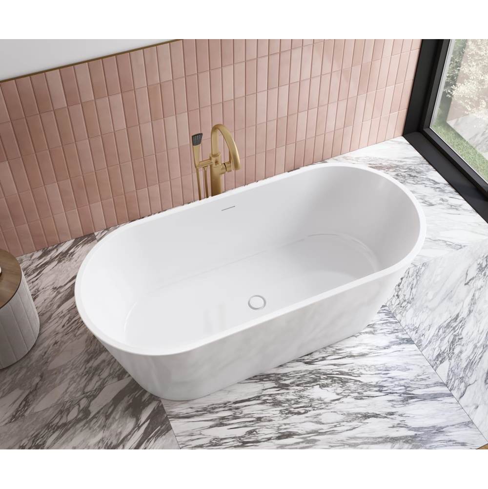Chorale 67 x 31 Acrylic Freestanding Center Drain Bathtub in White with White Skirt