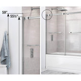 Duel 56-59 x 55.5 x 59 in. 8 mm Bypass Tub Door for Alcove Installation with Clear glass in Brushed Nickel & Matte Black