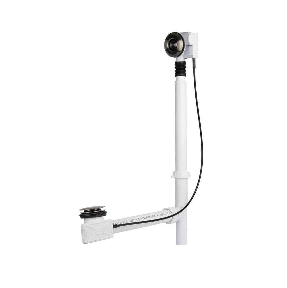 Push Button Cable-Operated Waste and Overflow with Flexible Neck, 33'' Cable, Complete Kit in Brushed Nickel
