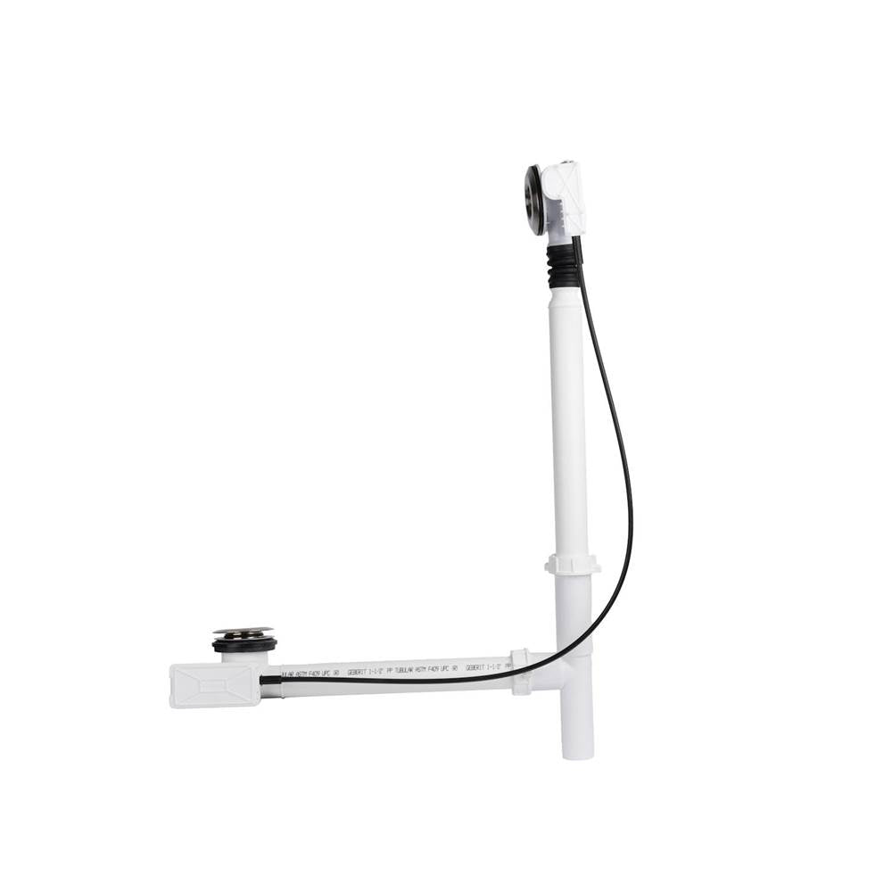 Push Button Cable-Operated Waste and Overflow with Flexible Neck, 33'' Cable, Complete Kit in Chrome