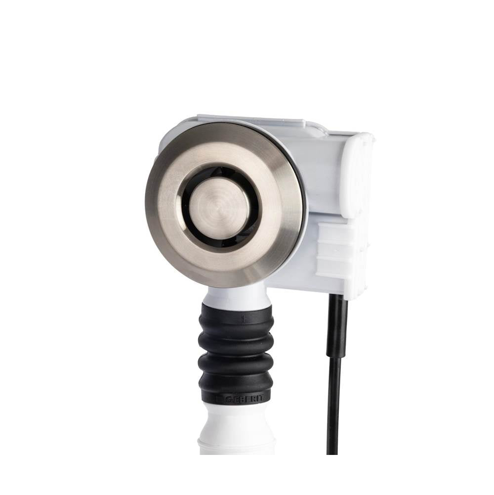 Push Button Cable-Operated Waste and Overflow with Flexible Neck, 33'' Cable, Complete Kit in Brushed Nickel