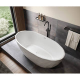 Fura Matte 6732 Acrylic Freestanding Center Drain Bathtub in Matte White