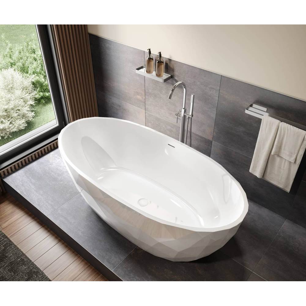 Fura 6732 Acrylic Freestanding Center Drain Bathtub in White
