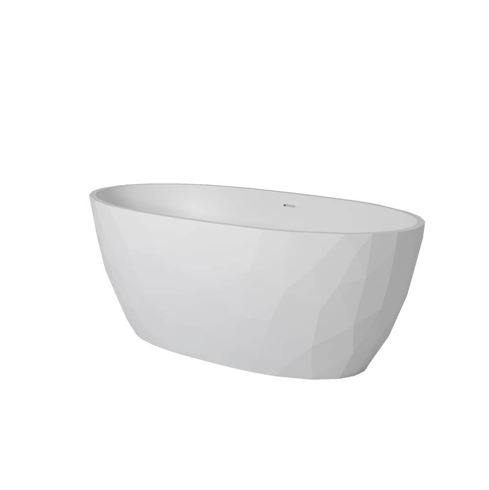 Fura Matte 6732 Acrylic Freestanding Center Drain Bathtub in Matte White