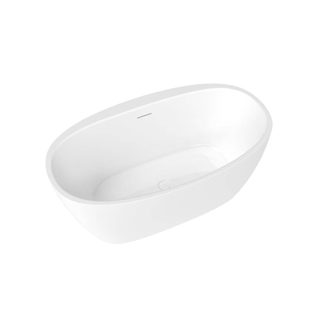 Hatto 5932 Acrylic Freestanding Center Drain Bathtub in White