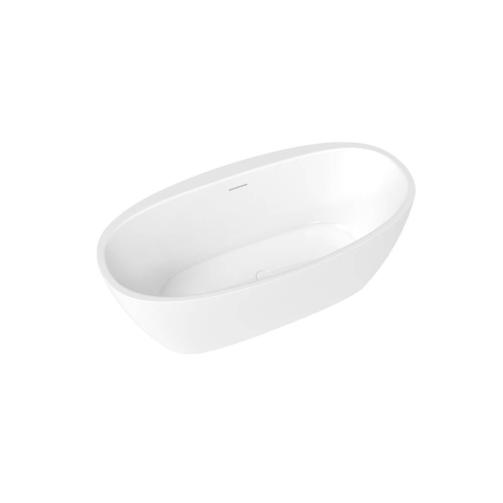 Hatto 6732 Acrylic Freestanding Center Drain Bathtub in White