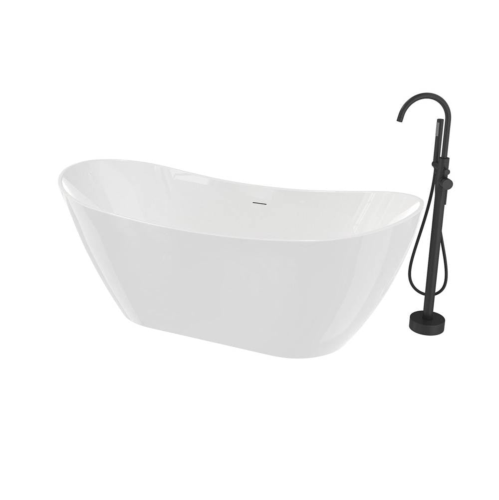 Linosa Freestanding Tub Faucet with Handshower in Black