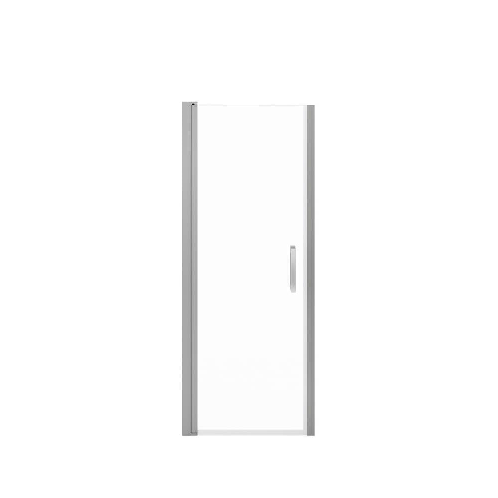 Manhattan 23-25 x 68 in. 6 mm Pivot Shower Door for Alcove Installation with Clear glass & Square Handle in Chrome