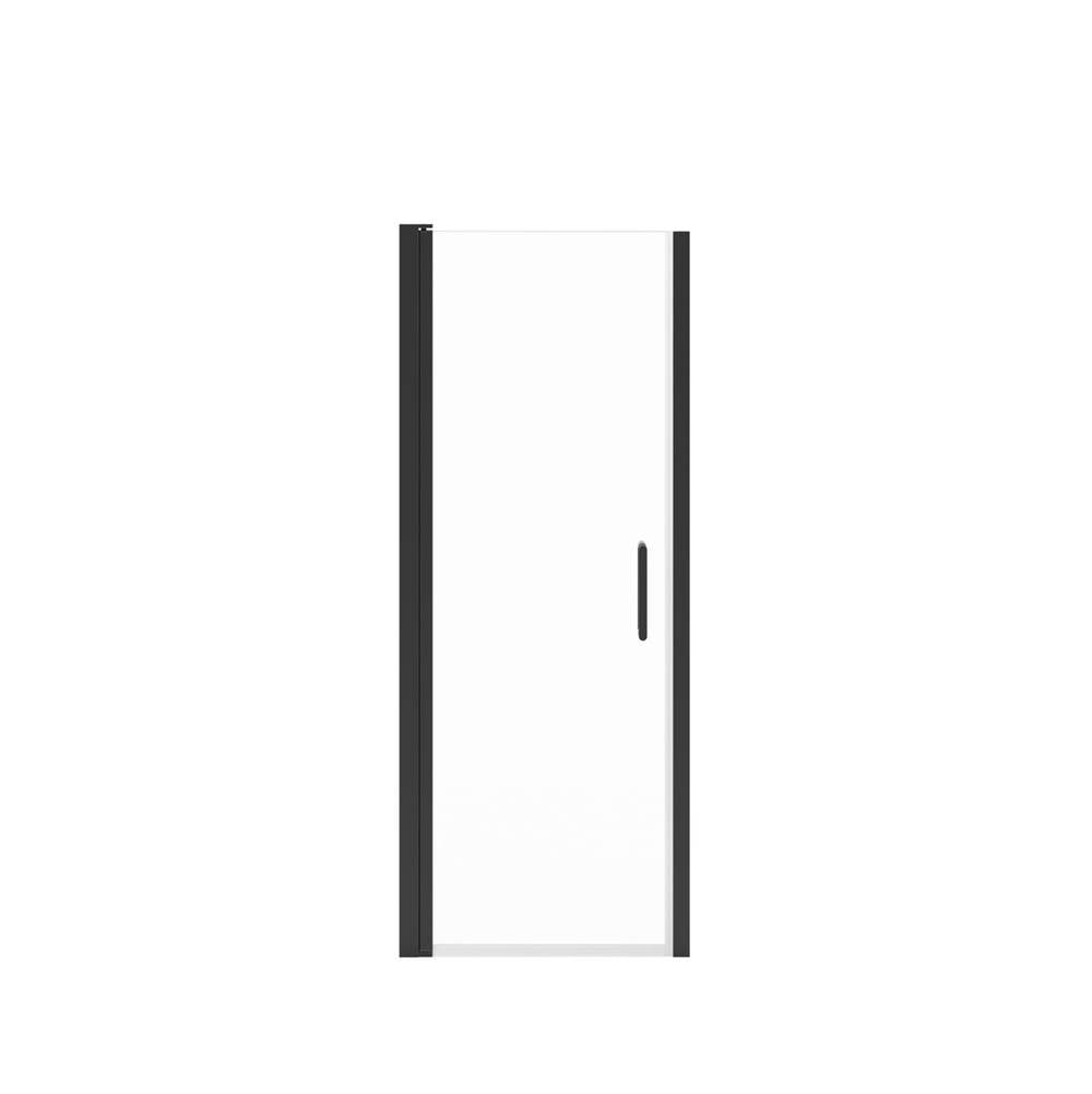 Manhattan 23-25 x 68 in. 6 mm Pivot Shower Door for Alcove Installation with Clear glass & Round Handle in Matte Black