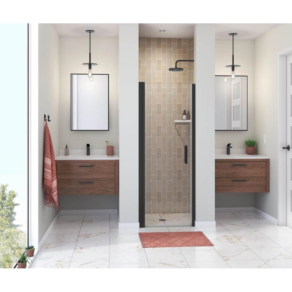 Maax - Manhattan 23-25 x 68 in. 6 mm Pivot Shower Door for Alcove Installation with Clear glass & Round Handle in Matte Black