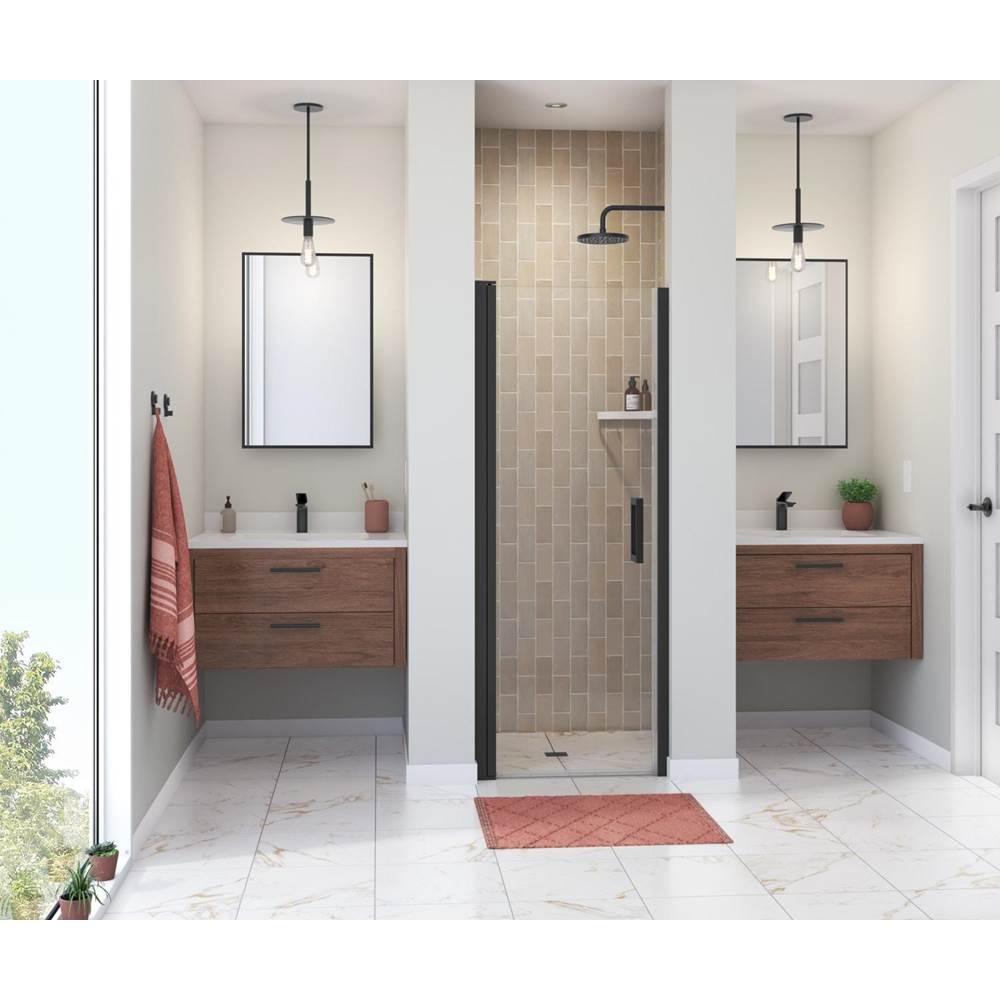 Maax - Manhattan 23-25 x 68 in. 6 mm Pivot Shower Door for Alcove Installation with Clear glass & Square Handle in Matte Black