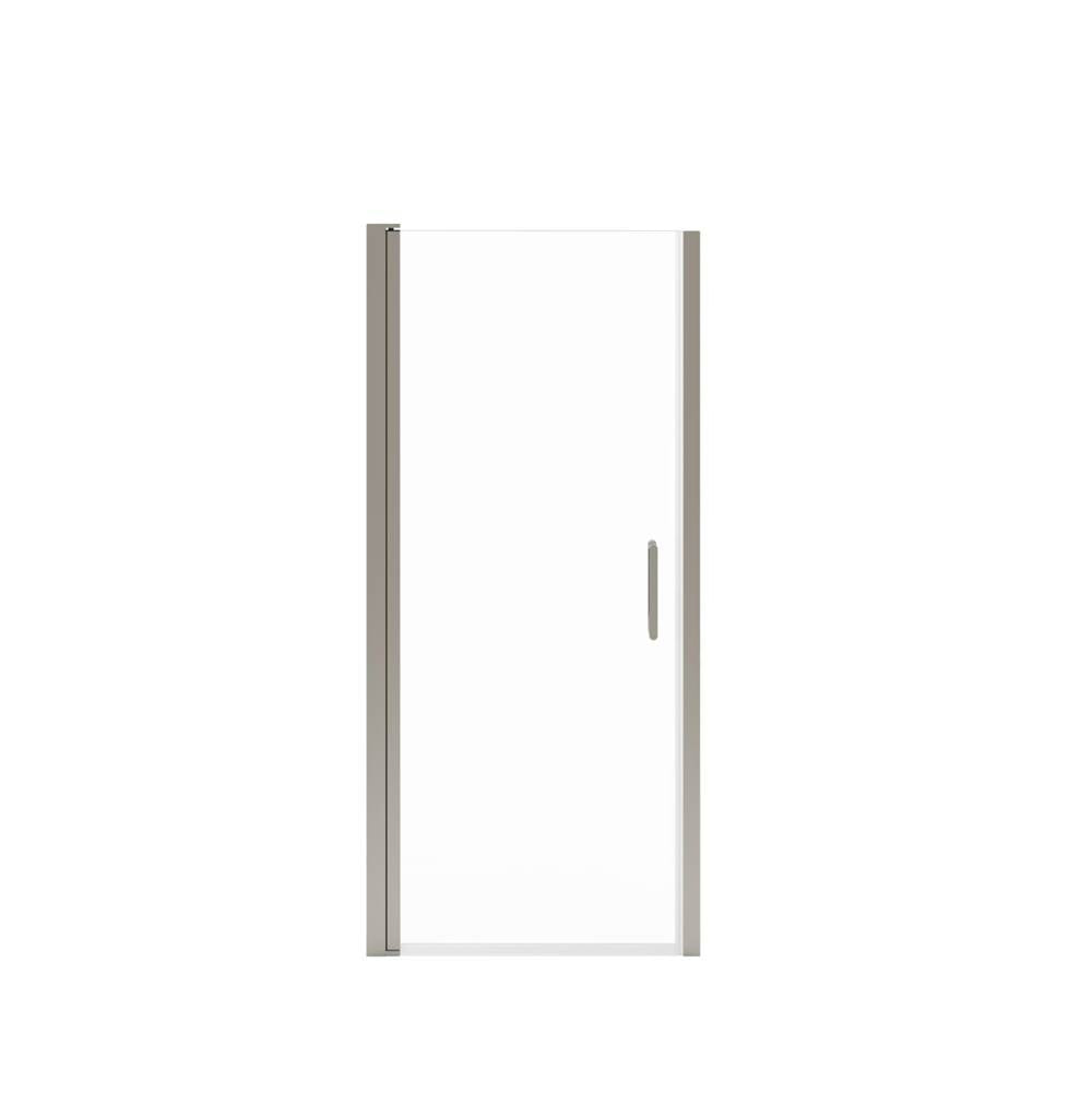 Manhattan 29-31 x 68 in. 6 mm Pivot Shower Door for Alcove Installation with Clear glass & Round Handle in Brushed Nickel