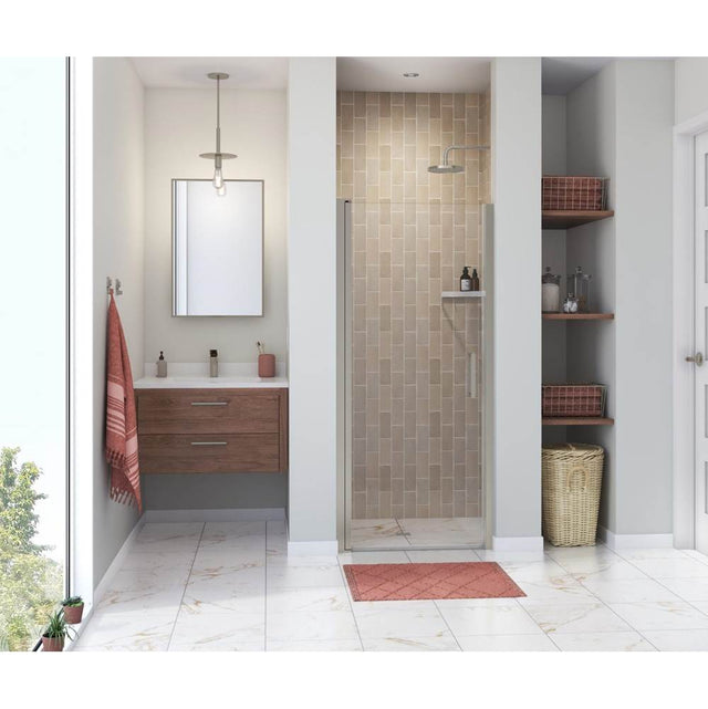 Maax - Manhattan 29-31 x 68 in. 6 mm Pivot Shower Door for Alcove Installation with Clear glass & Round Handle in Brushed Nickel
