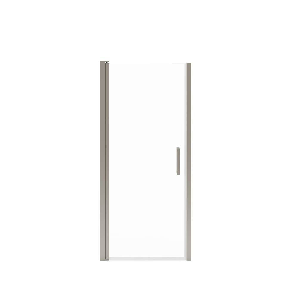 Manhattan 29-31 x 68 in. 6 mm Pivot Shower Door for Alcove Installation with Clear glass & Square Handle in Brushed Nickel