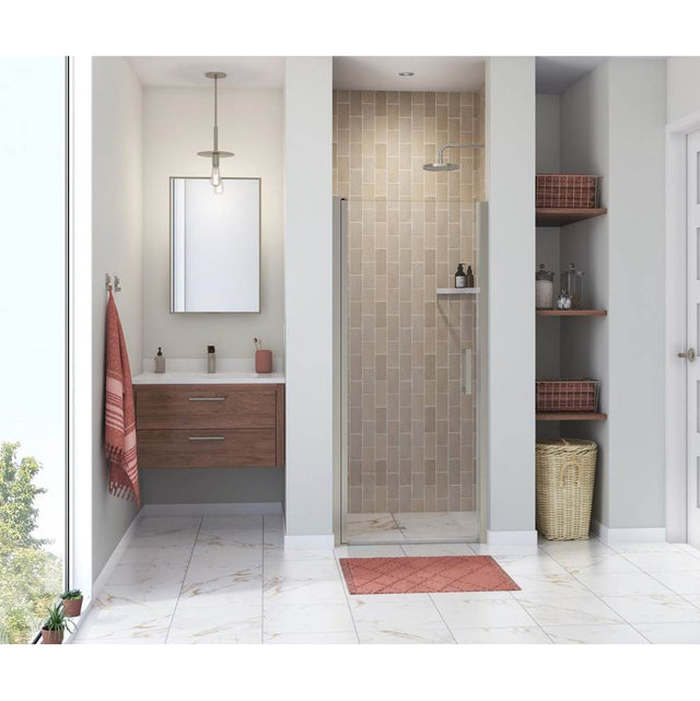 Maax - Manhattan 33-35 x 68 in. 6 mm Pivot Shower Door for Alcove Installation with Clear glass & Square Handle in Brushed Nickel