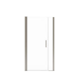 Manhattan 35-37 x 68 in. 6 mm Pivot Shower Door for Alcove Installation with Clear glass & Round Handle in Brushed Nickel