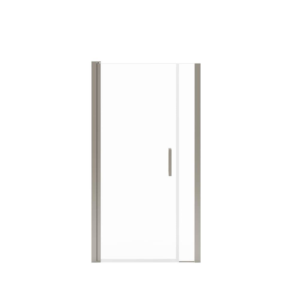 Manhattan 39-41 x 68 in. 6 mm Pivot Shower Door for Alcove Installation with Clear glass & Square Handle in Brushed Nickel