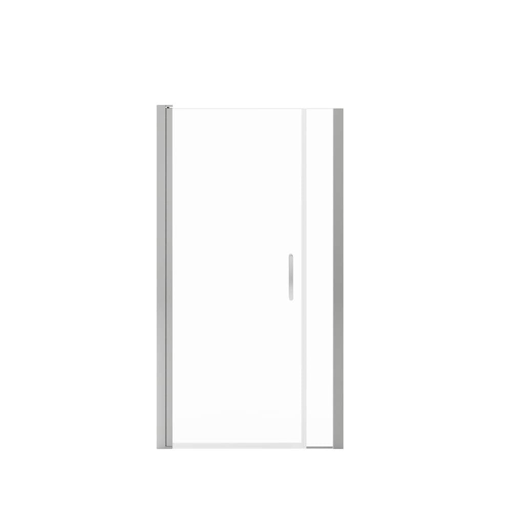 Manhattan 35-37 x 68 in. 6 mm Pivot Shower Door for Alcove Installation with Clear glass & Square Handle in Chrome