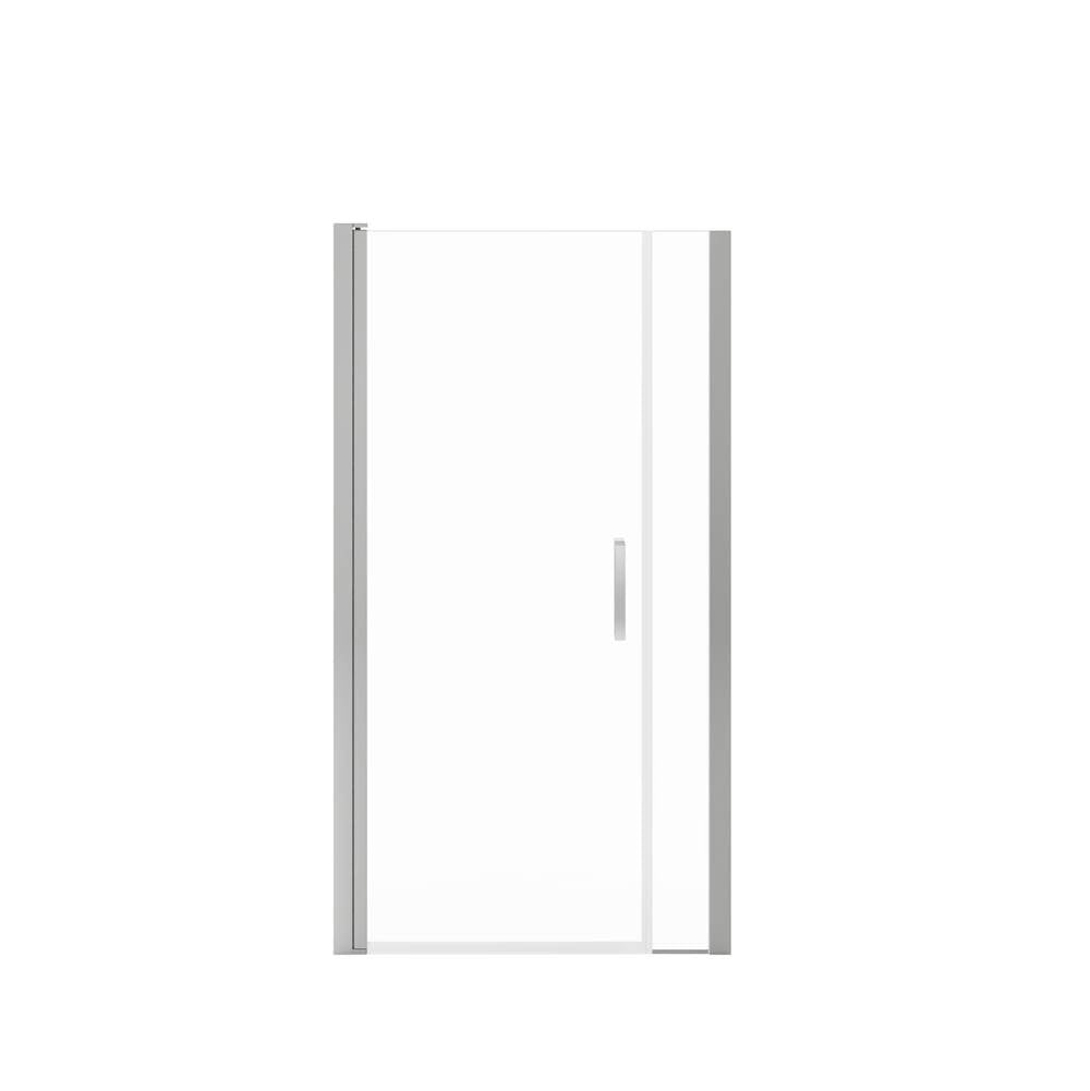Manhattan 35-37 x 68 in. 6 mm Pivot Shower Door for Alcove Installation with Clear glass & Round Handle in Chrome