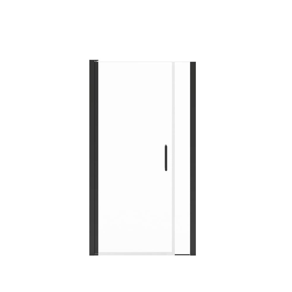 Manhattan 35-37 x 68 in. 6 mm Pivot Shower Door for Alcove Installation with Clear glass & Round Handle in Matte Black