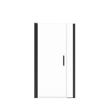 Manhattan 35-37 x 68 in. 6 mm Pivot Shower Door for Alcove Installation with Clear glass & Square Handle in Matte Black