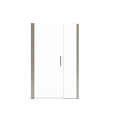 Manhattan 41-43 x 68 in. 6 mm Pivot Shower Door for Alcove Installation with Clear glass & Round Handle in Brushed Nickel