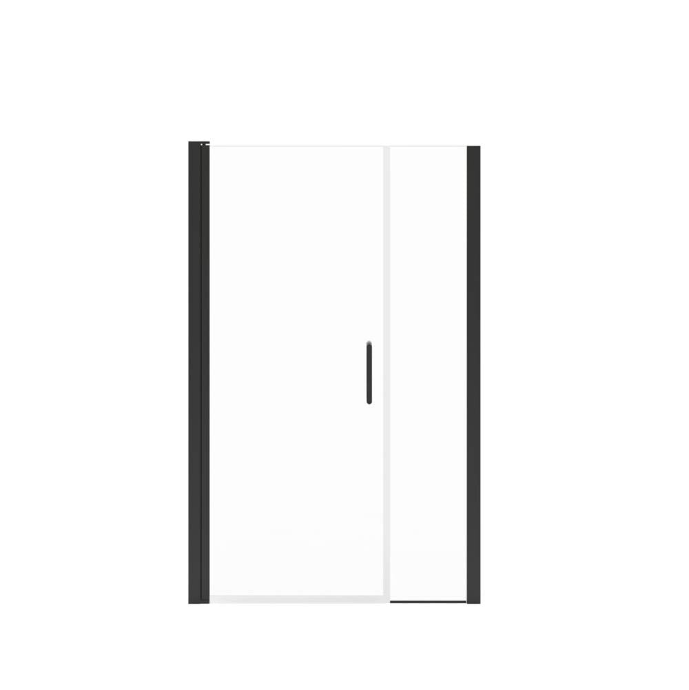 Manhattan 41-43 x 68 in. 6 mm Pivot Shower Door for Alcove Installation with Clear glass & Round Handle in Matte Black