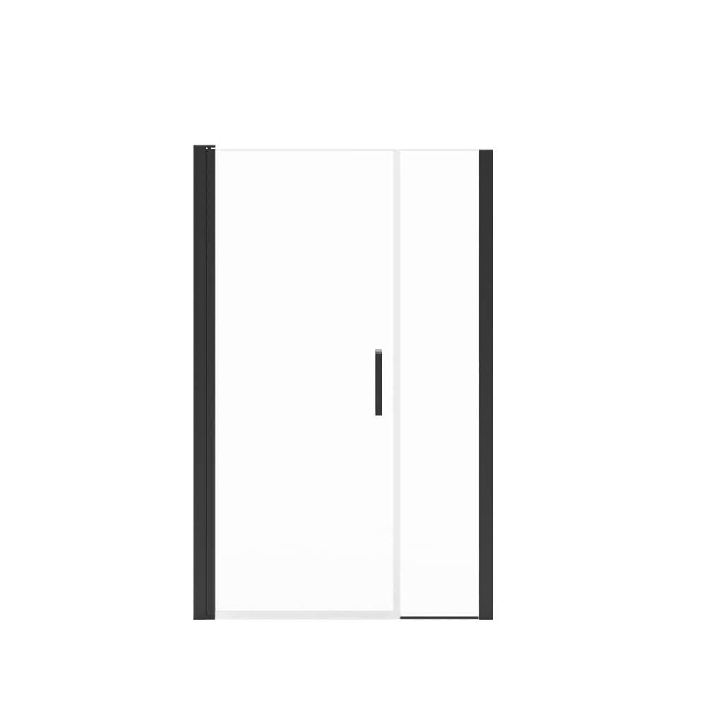 Manhattan 41-43 x 68 in. 6 mm Pivot Shower Door for Alcove Installation with Clear glass & Square Handle in Matte Black