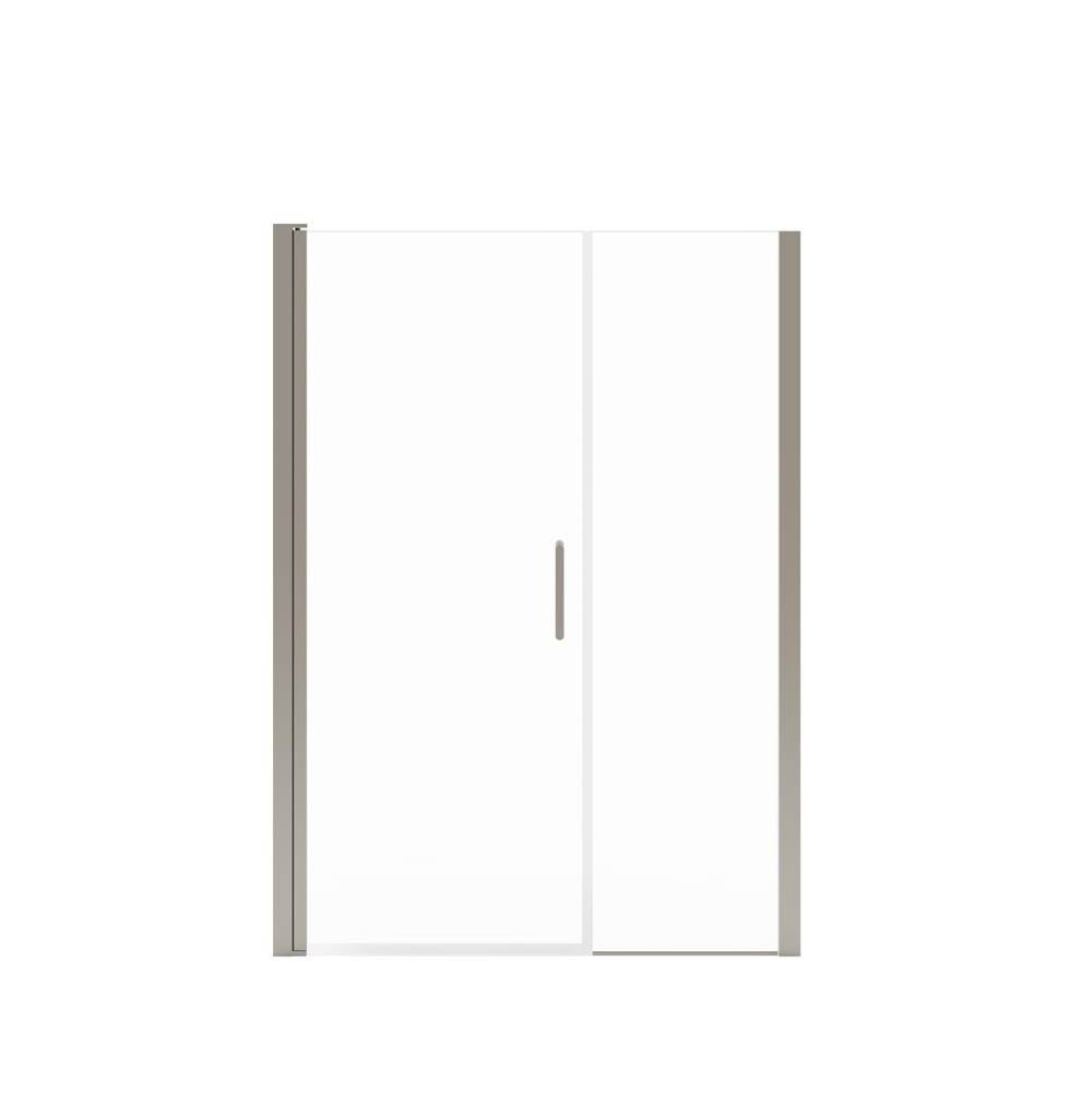 Manhattan 47-49 x 68 in. 6 mm Pivot Shower Door for Alcove Installation with Clear glass & Round Handle in Brushed Nickel