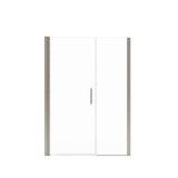Manhattan 47-49 x 68 in. 6 mm Pivot Shower Door for Alcove Installation with Clear glass & Round Handle in Brushed Nickel