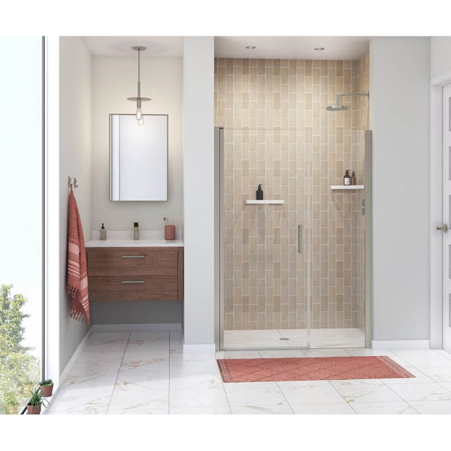 Maax - Manhattan 47-49 x 68 in. 6 mm Pivot Shower Door for Alcove Installation with Clear glass & Round Handle in Brushed Nickel