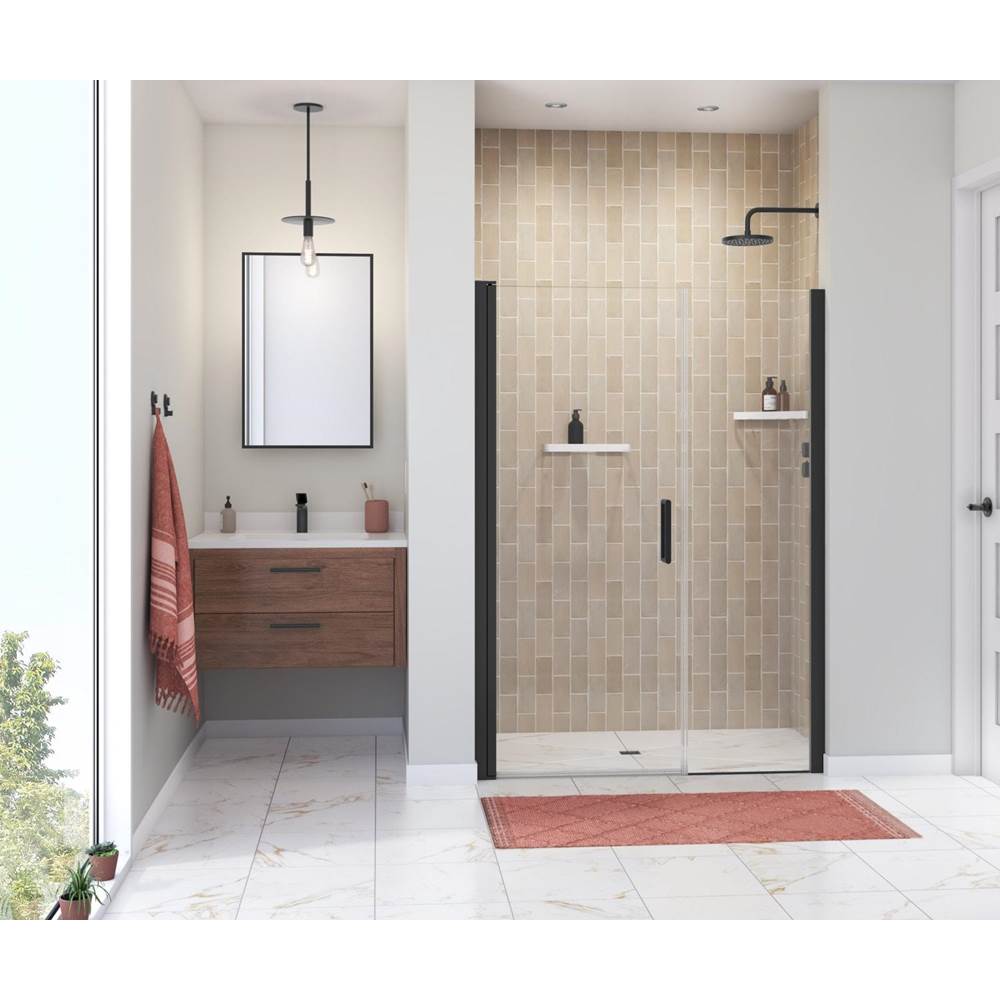 Maax - Manhattan 51-53 x 68 in. 6 mm Pivot Shower Door for Alcove Installation with Clear glass & Round Handle in Matte Black