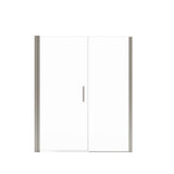 Manhattan 53-55 x 68 in. 6 mm Pivot Shower Door for Alcove Installation with Clear glass & Round Handle in Brushed Nickel