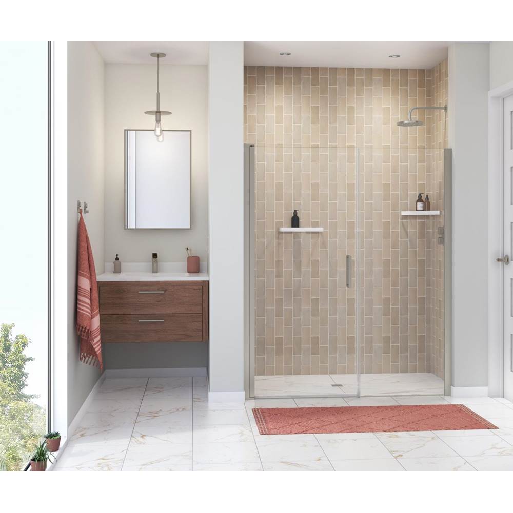 Maax - Manhattan 57-59 x 68 in. 6 mm Pivot Shower Door for Alcove Installation with Clear glass & Round Handle in Brushed Nickel