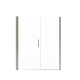 Manhattan 53-55 x 68 in. 6 mm Pivot Shower Door for Alcove Installation with Clear glass & Square Handle in Brushed Nickel