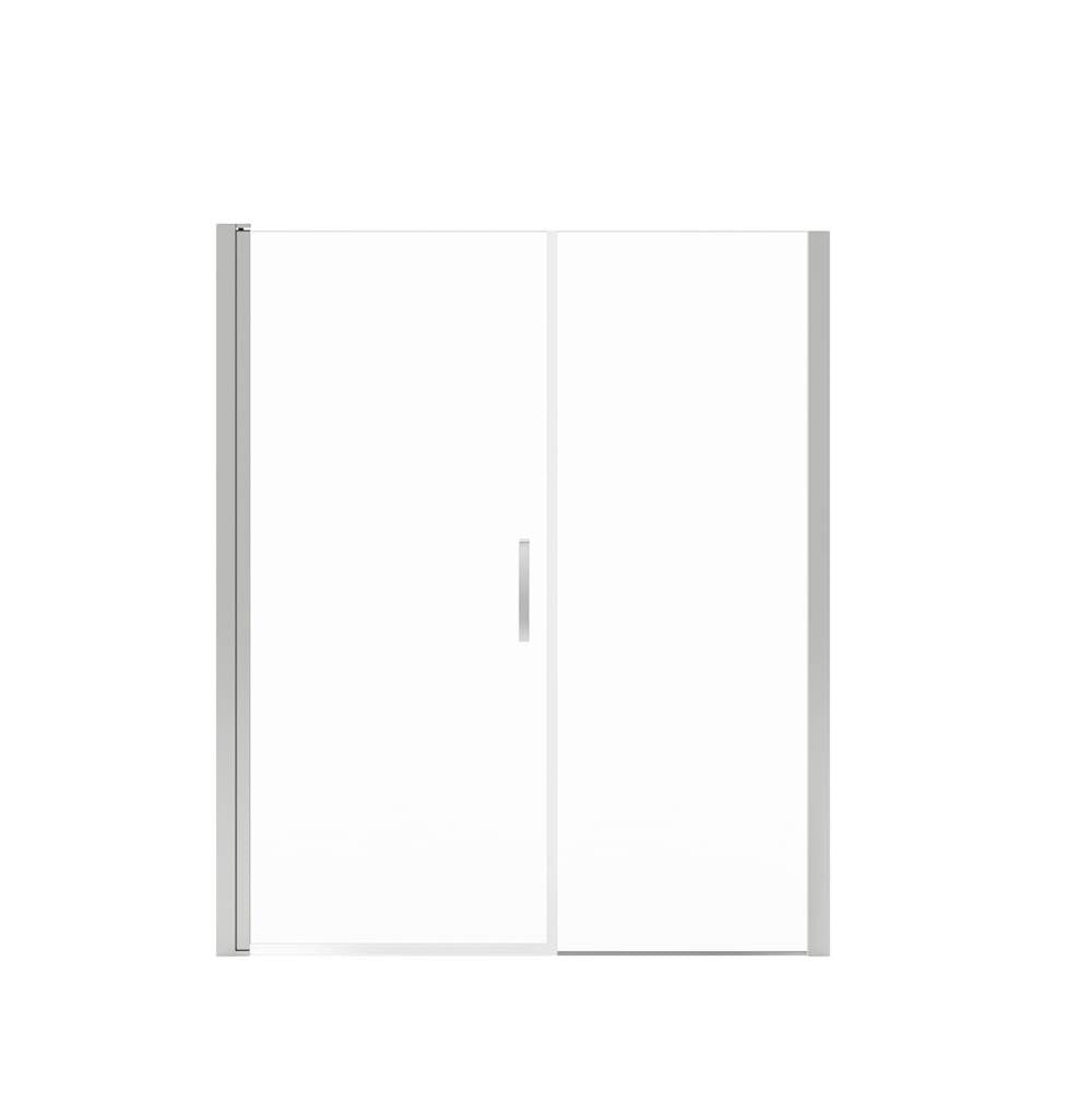 Manhattan 53-55 x 68 in. 6 mm Pivot Shower Door for Alcove Installation with Clear glass & Square Handle in Chrome