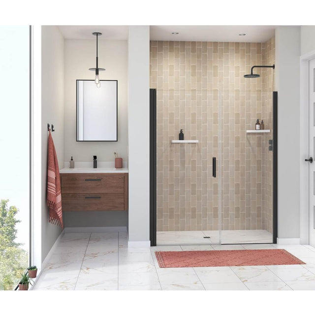 Maax - Manhattan 53-55 x 68 in. 6 mm Pivot Shower Door for Alcove Installation with Clear glass & Round Handle in Matte Black