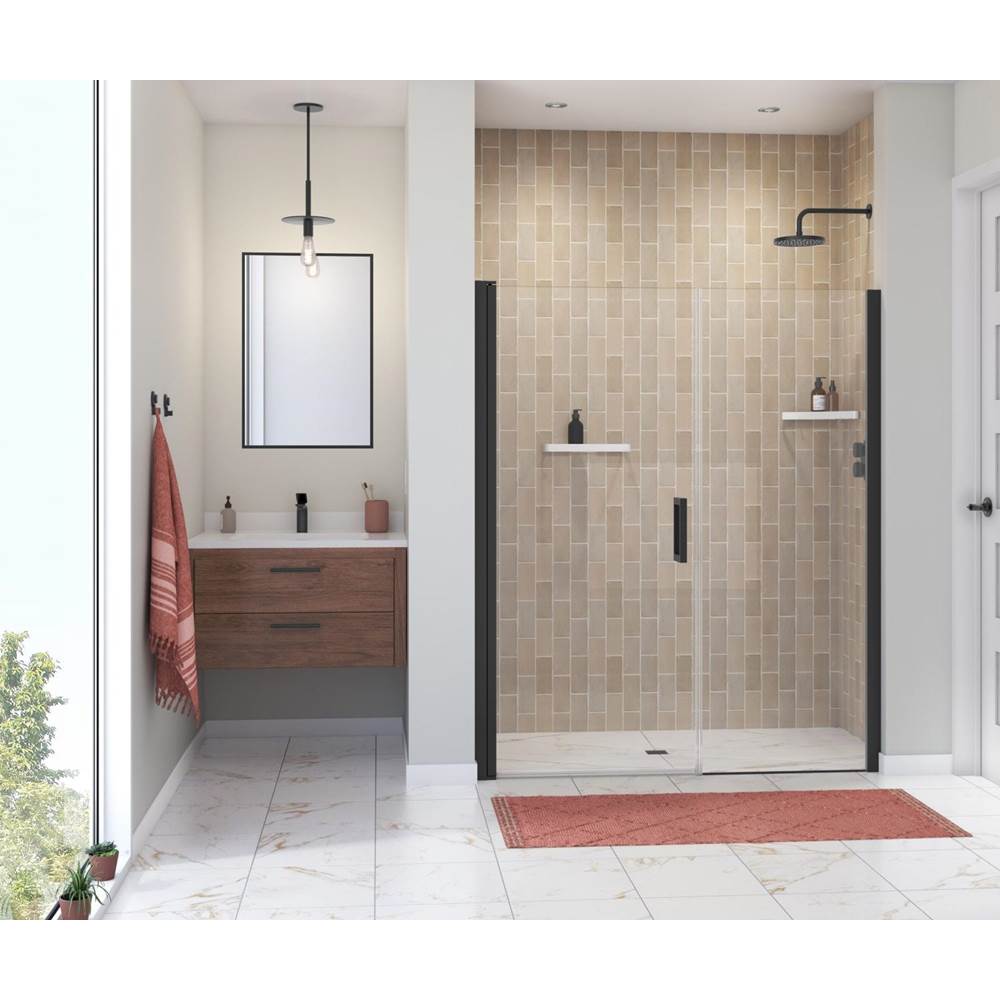 Maax - Manhattan 53-55 x 68 in. 6 mm Pivot Shower Door for Alcove Installation with Clear glass & Square Handle in Matte Black
