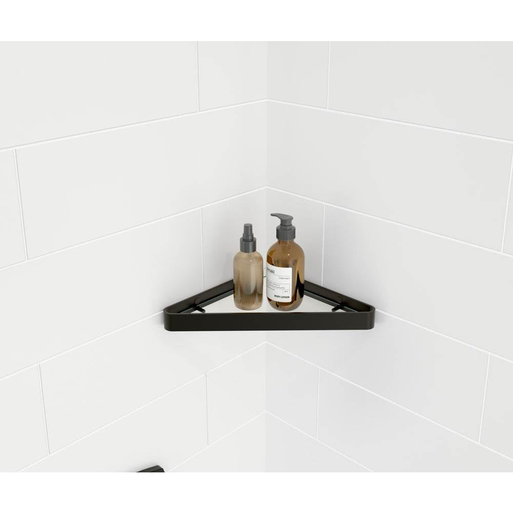Manhattan Corner Shelf with Glass in Matte Black