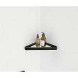 Manhattan Corner Shelf with Glass in Matte Black
