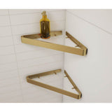 Manhattan Corner Shelf with Glass in Brushed Gold