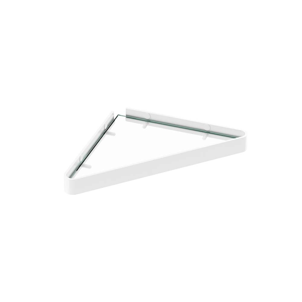 Manhattan Corner Shelf with Glass in Glossy White