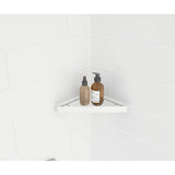 Manhattan Corner Shelf with Glass in Glossy White