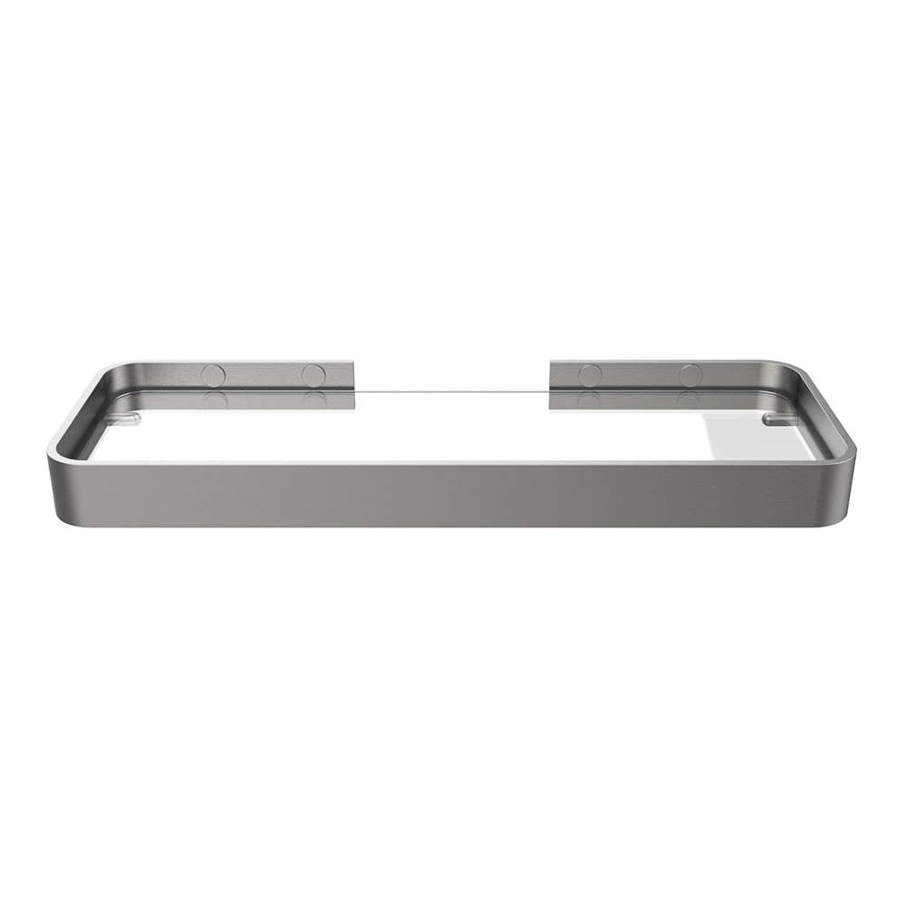 Manhattan Rectangular Shelf with Glass in Brushed Chrome
