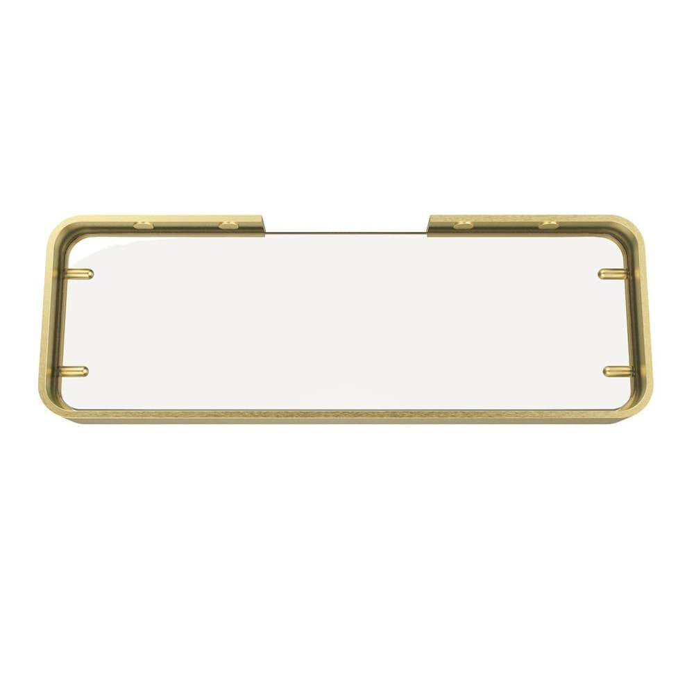 Manhattan Rectangular Shelf with Glass in Brushed Gold