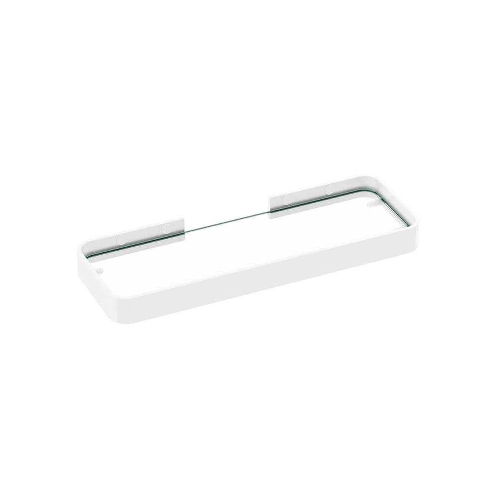 Manhattan Rectangular Shelf with Glass in Glossy White